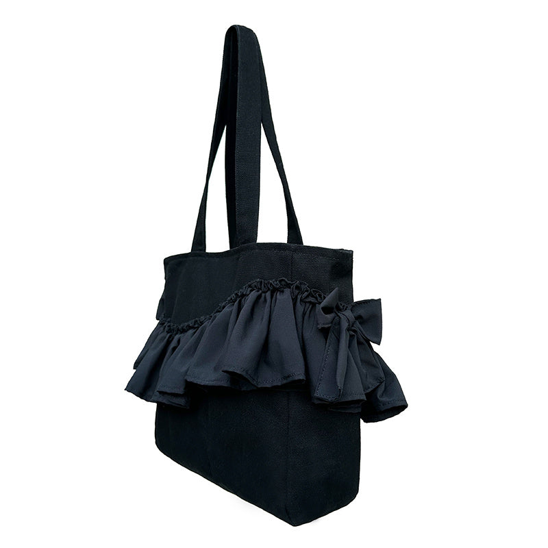 Bolso de compras de encaje con lazo de color liso