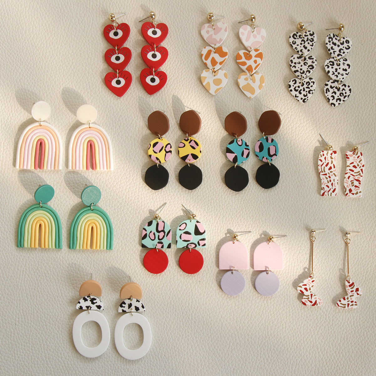 Contrast Color Holiday Girl New Acrylic Clay Texture Color Earrings