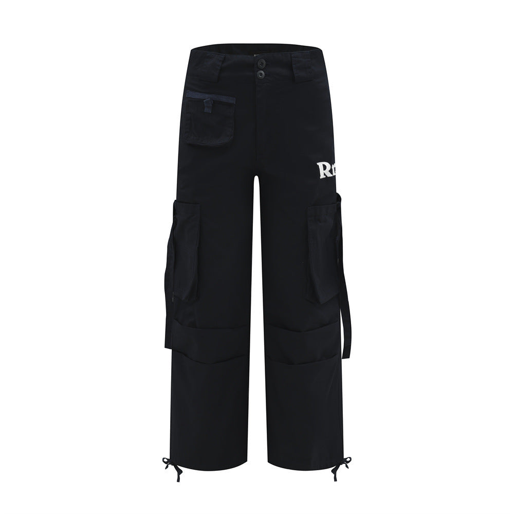 Fashion Ribbon Large Pocket Overalls