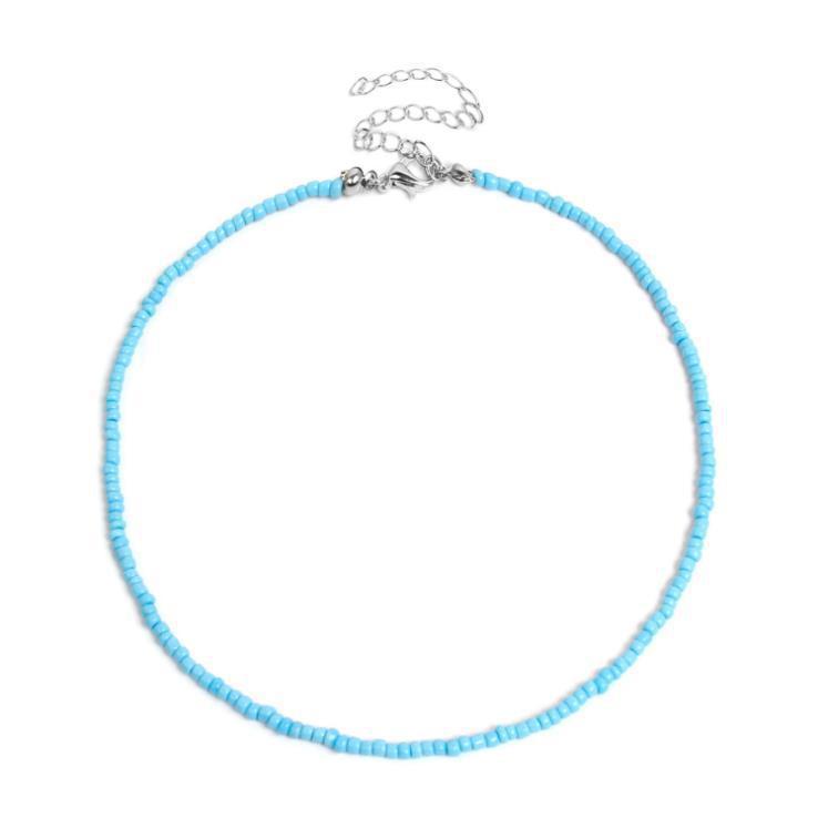 Collier pour femme en perles de verre blanc naturel, doux et simple
