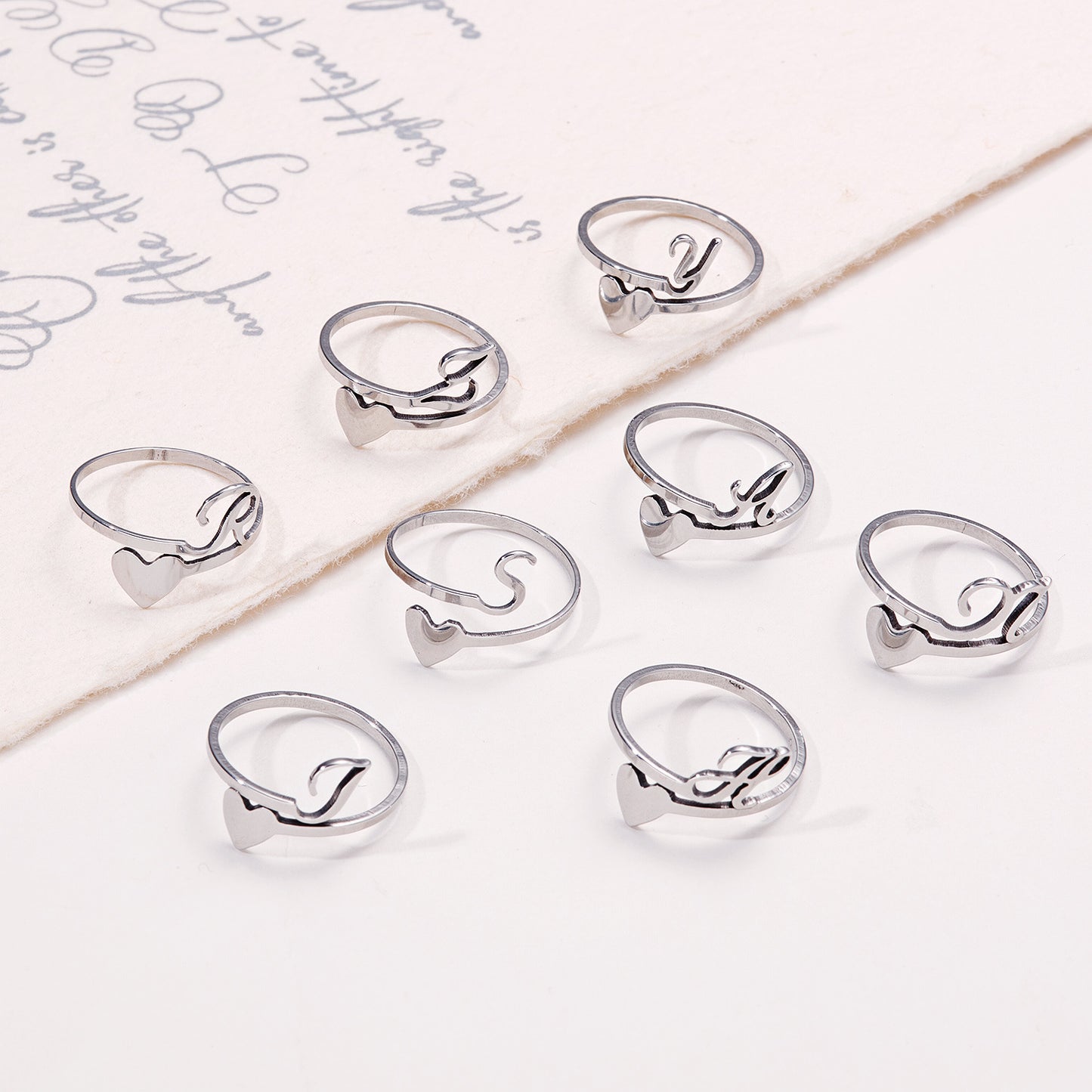 Simple Letter Three-dimensional Loving Heart With Opening Adjustable Ring