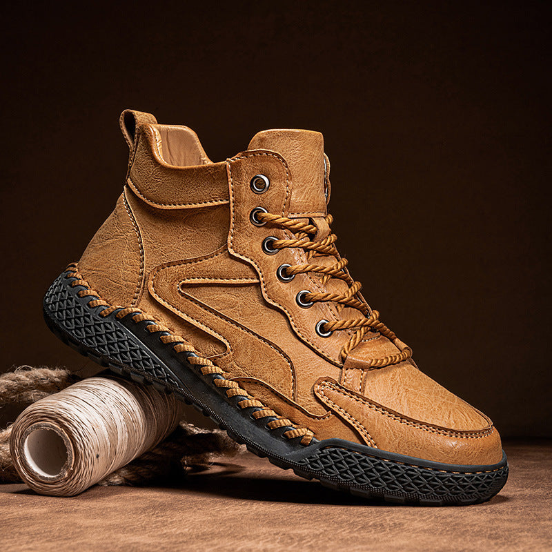 Zapatos de cuero de caña alta con aislamiento de felpa de invierno