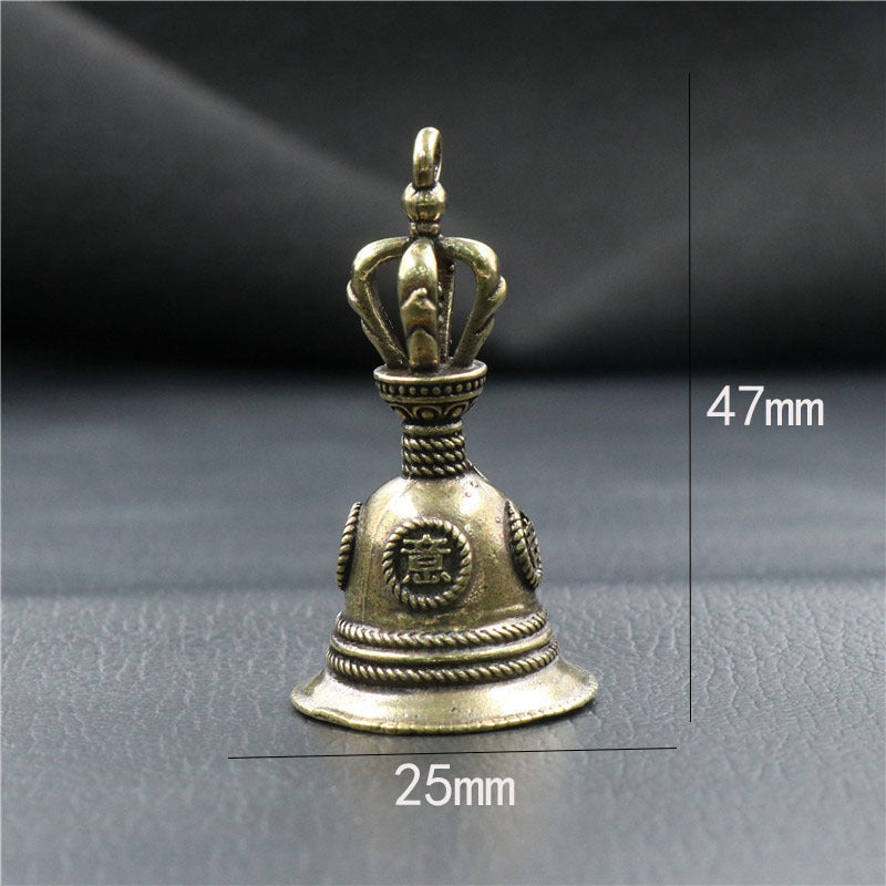 Brass Vintage Scripture Auspicious Bell Car Pendant Keychain