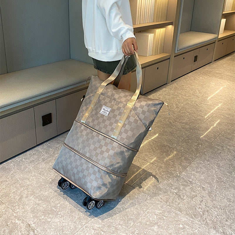 Bolsas de viaje de gran capacidad para mujer, bolsas de equipaje de doble capa de expansión con separación húmeda y seca