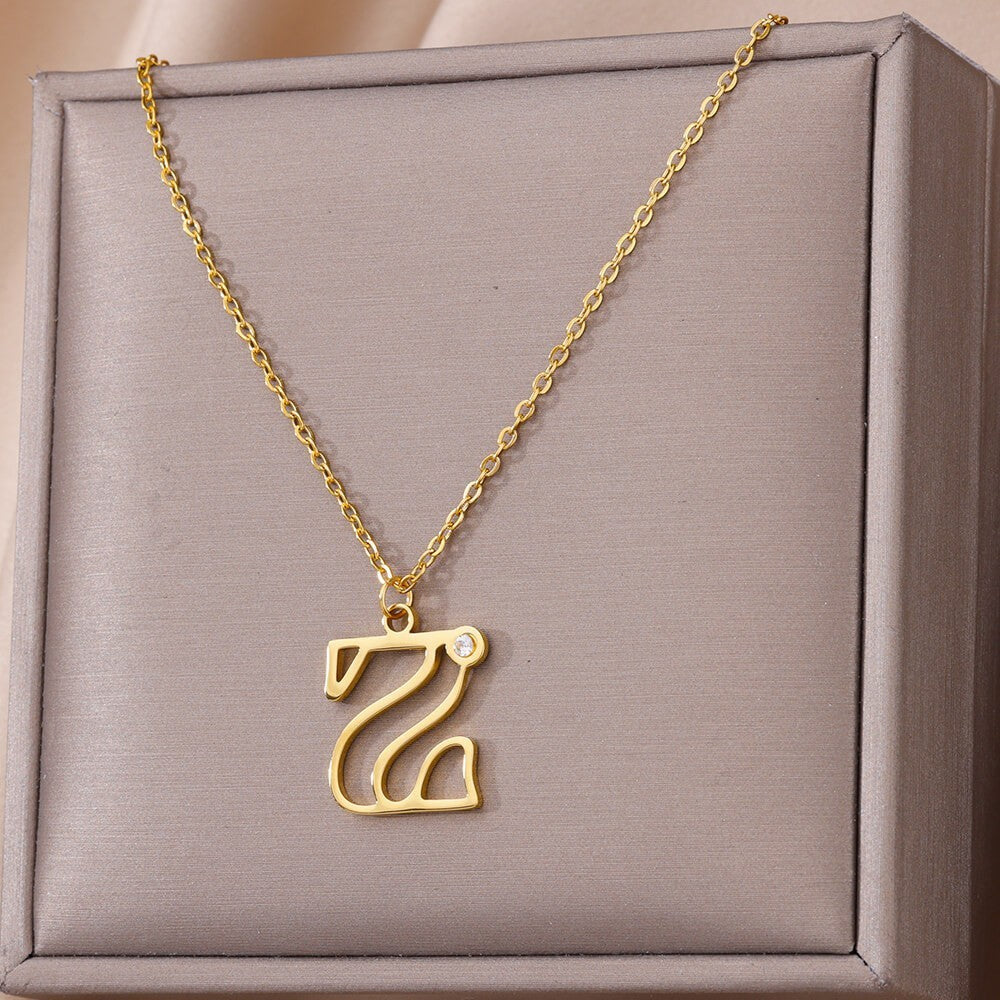 Collier avec pendentif en forme de lettre creuse Simple pour filles, ornement en acier inoxydable