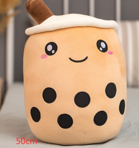 Peluche de boisson aux fruits, mignonne, douce, fraise, lait, thé, tasse de thé Boba, jouet bulle de thé, oreiller, coussin, cadeau pour enfants