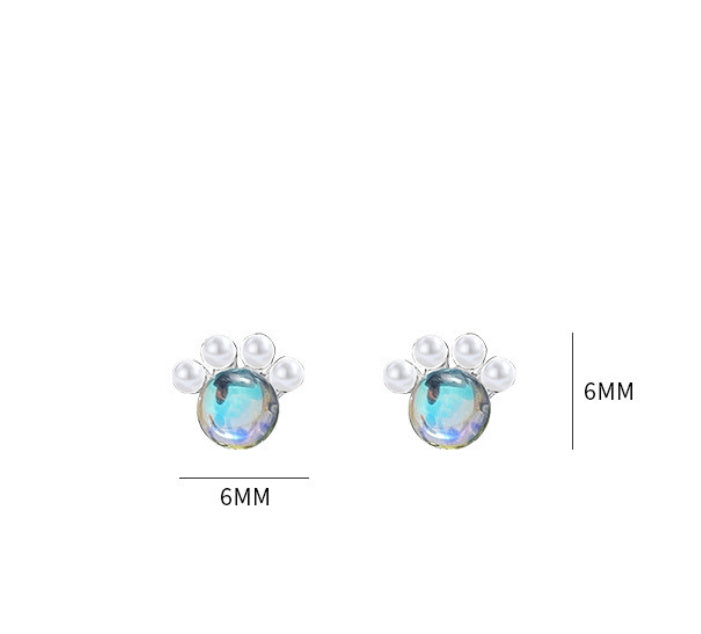 Colorful Cat's Paw Stud Earrings Female Cartoon