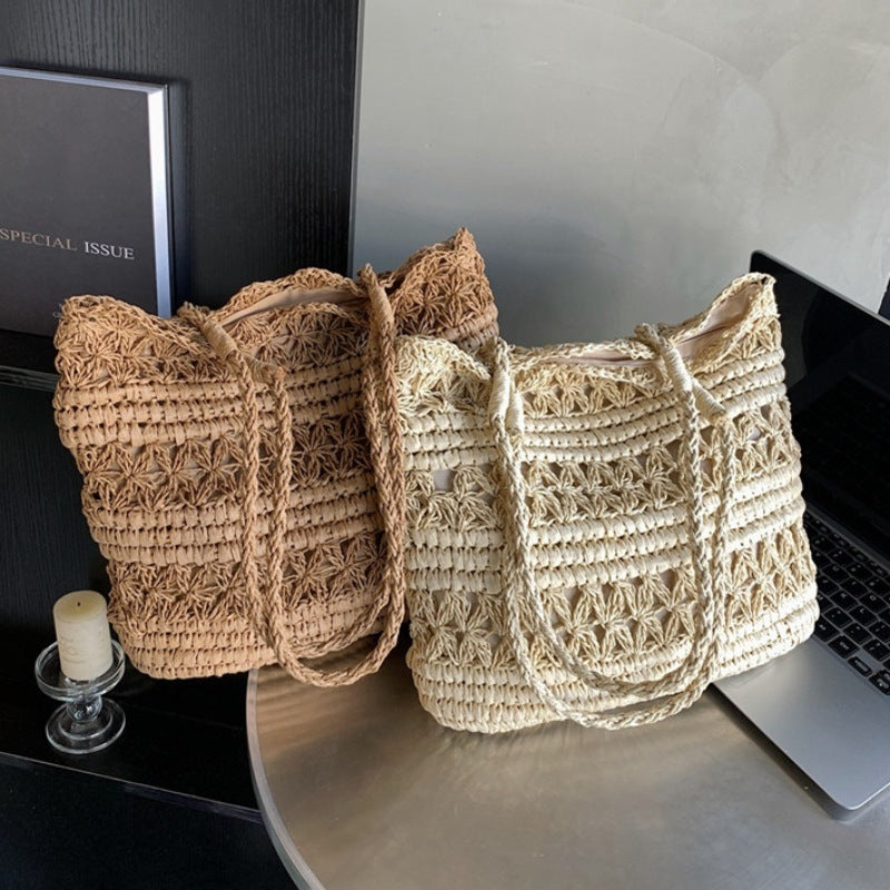 Sac à bandoulière creux tissé vintage français