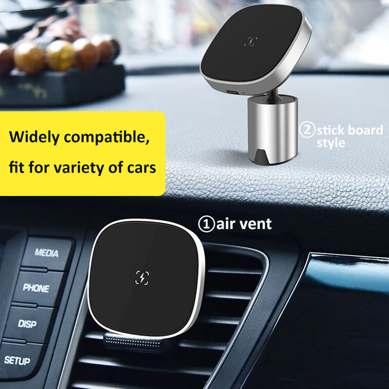 Support de téléphone portable pour voiture, chargement sans fil, magnétique