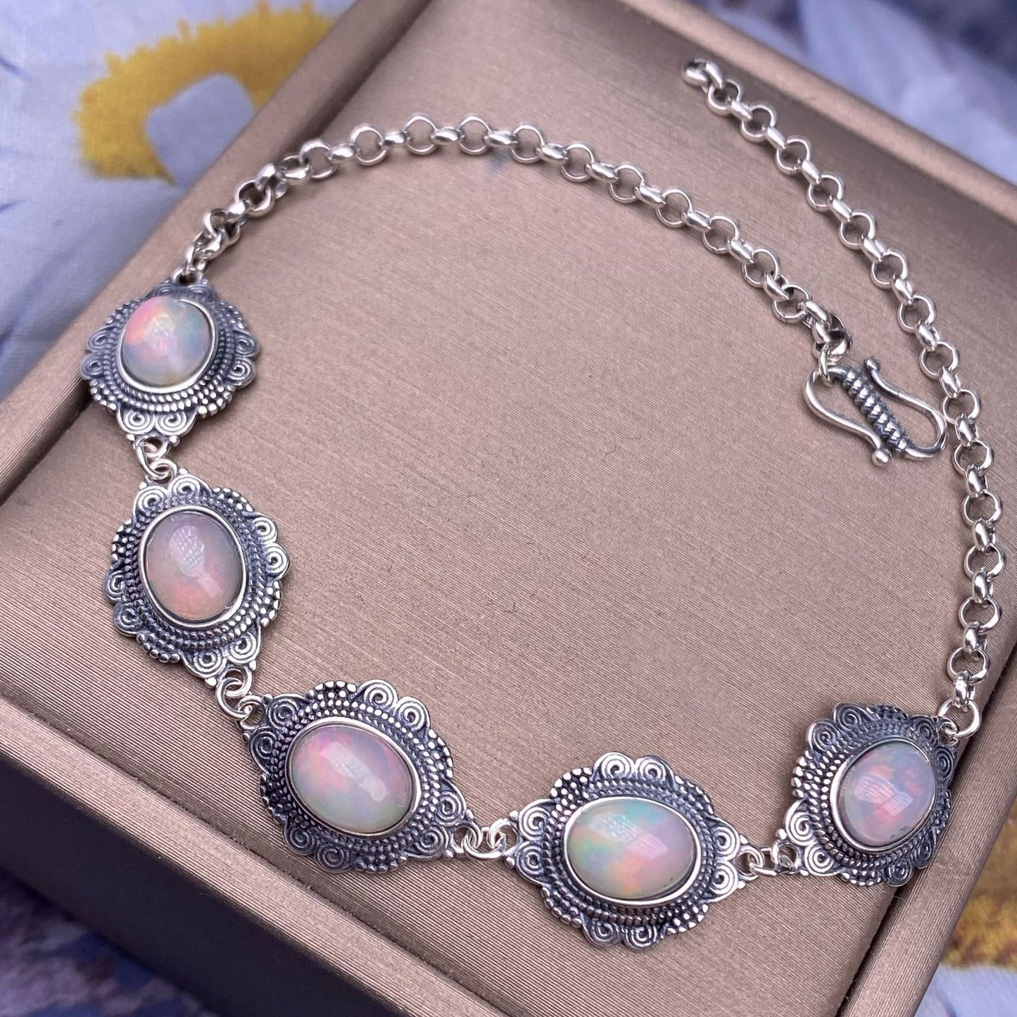 Bracelet S925 Argent Incrusté Vintage Artisanat