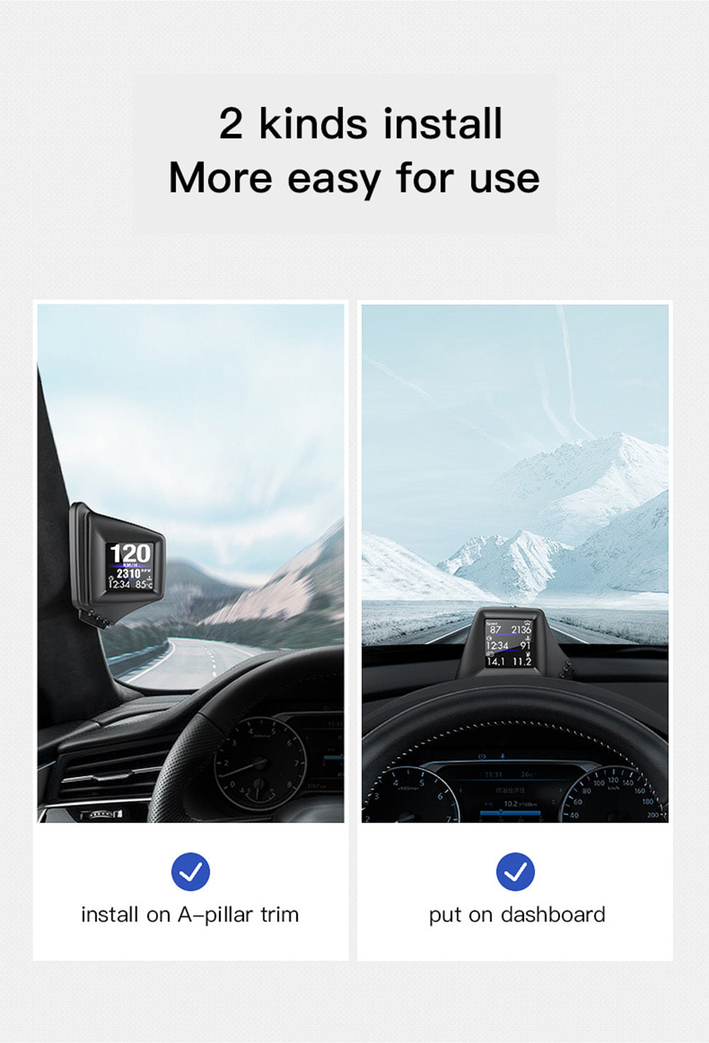 Pantalla de coche AP-1 HUD Head-up Display OBD GPS conducción tabla de códigos de computadora