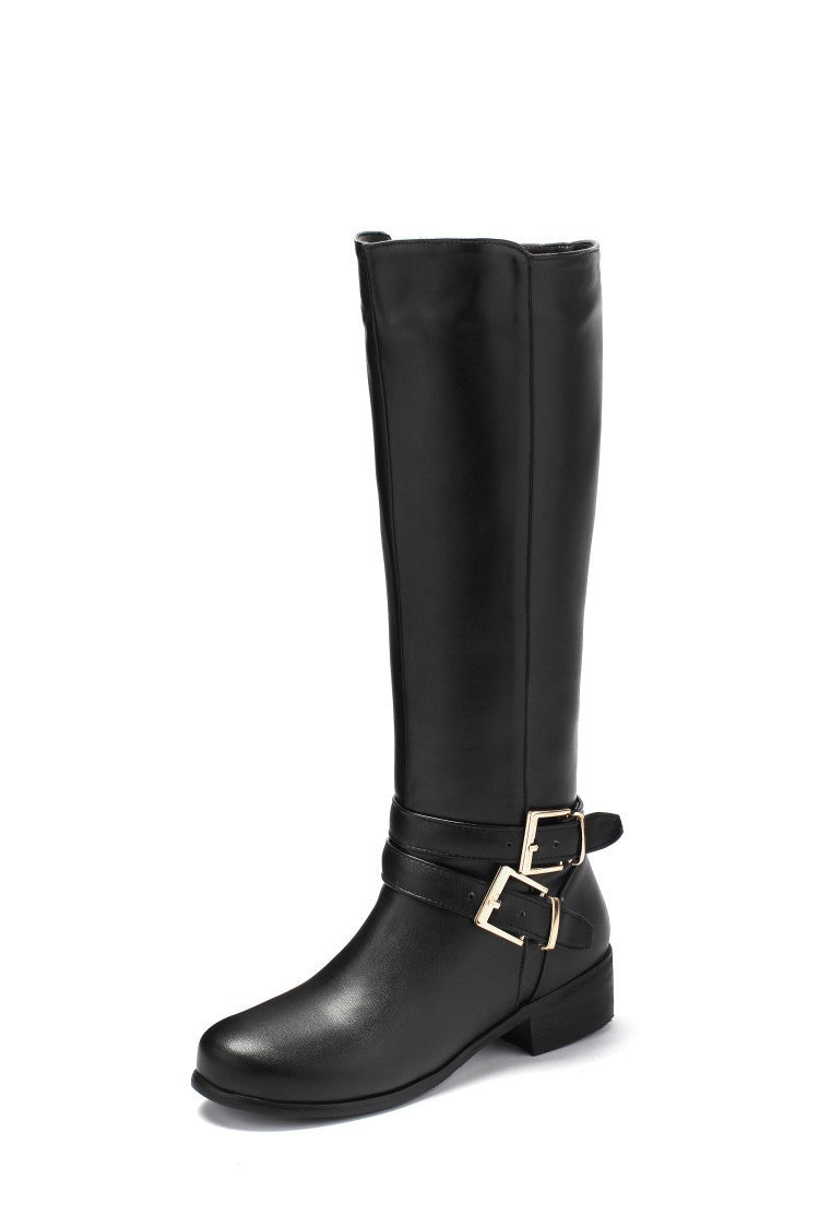 Bottes hautes à talons épais épais pour femmes