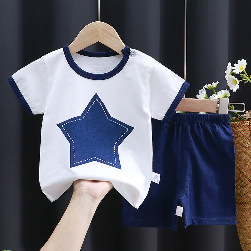 Costume à manches courtes pour enfants, T-shirt en coton, vêtements pour bébés