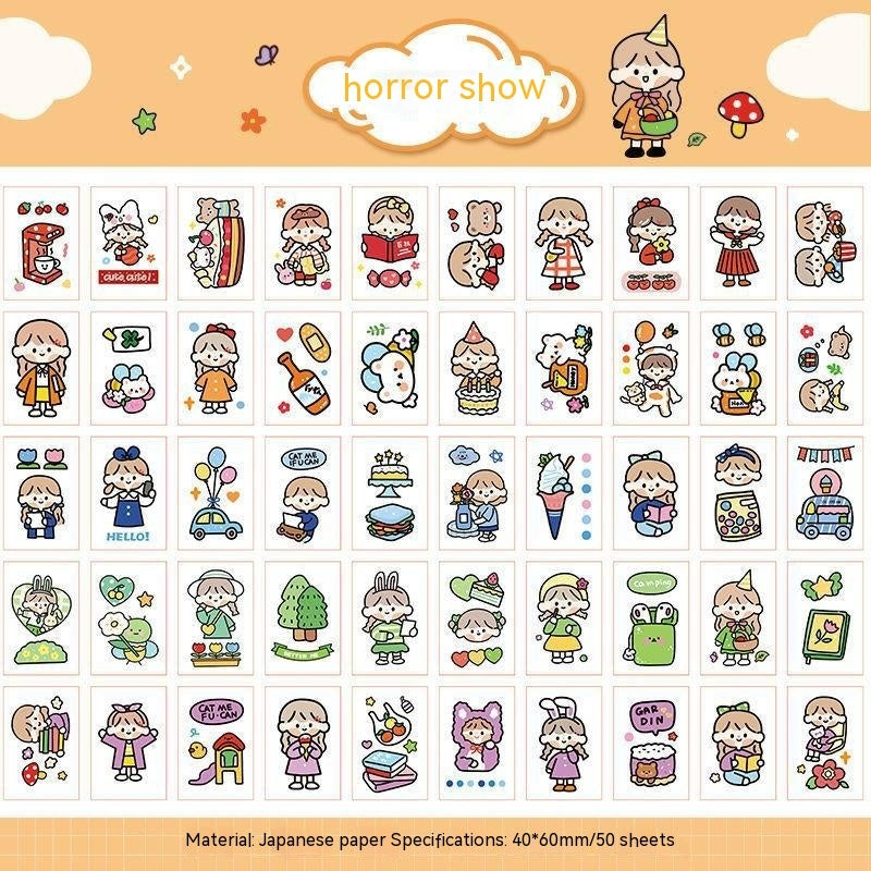 Stickers Hand Account Painting Heart Stickers Notebook Special Screen Protector Japanese Paper Cartoon Characters