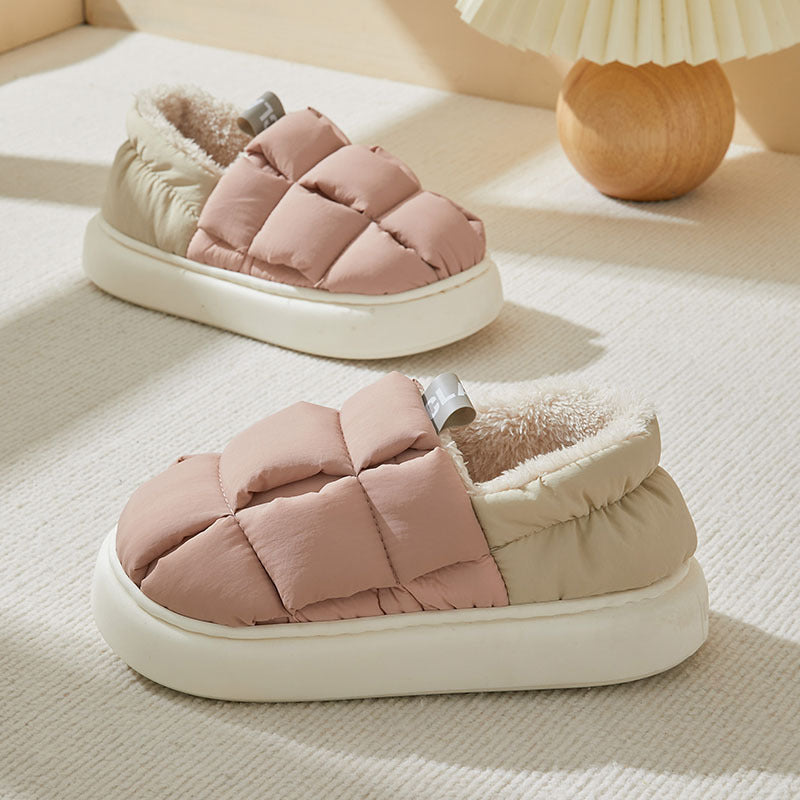 Chaussures en coton pour Couples, couleurs simples assorties, Surface supérieure douce, vêtements chauds pour la maison