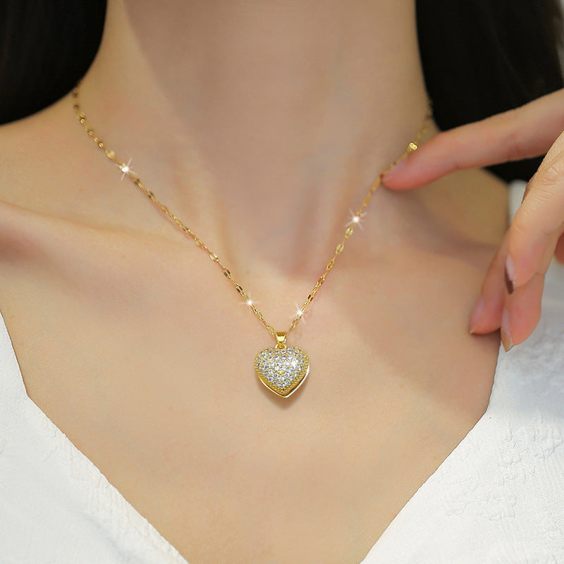 Xiaohongshu New Loving Heart Zircon Necklace For Women