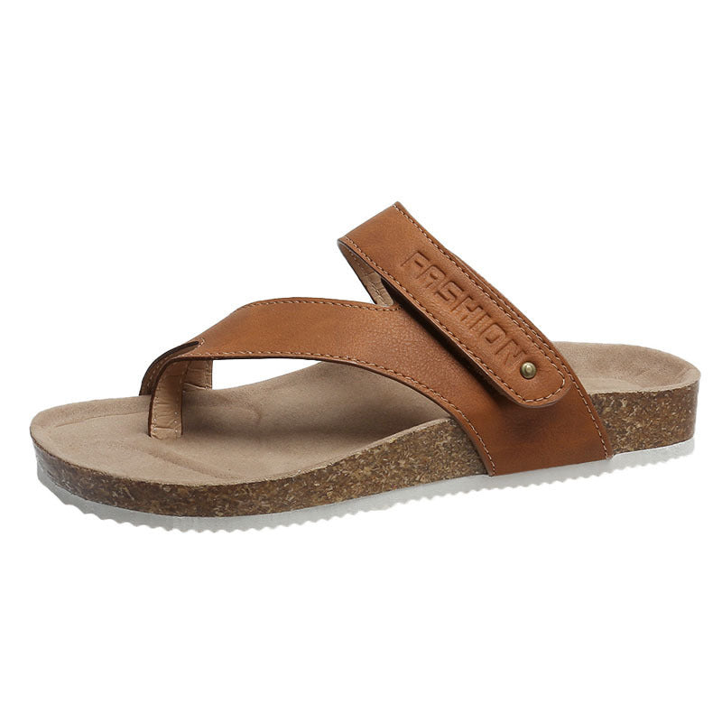 Chaussures de plage tongs à semelle épaisse avec anneau d'orteil plat