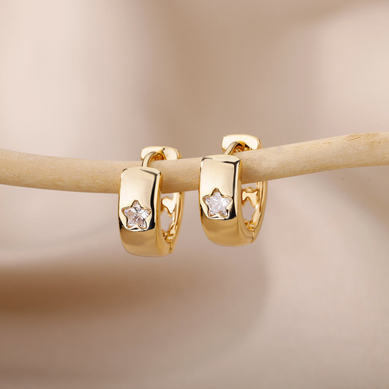 C- Shaped Earclip Earrings Female Temperament Earrings Ins Style Heart-shaped Earrings