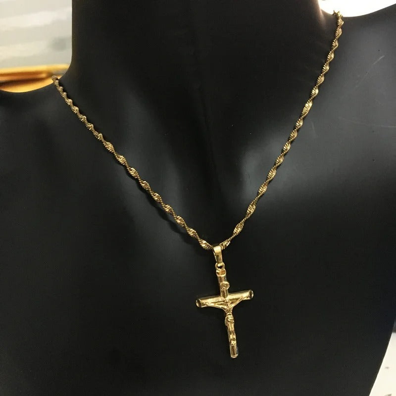 Women's Gold-plated Jewelry Cross Necklace Fading Manufacturer Direct Wholesale
