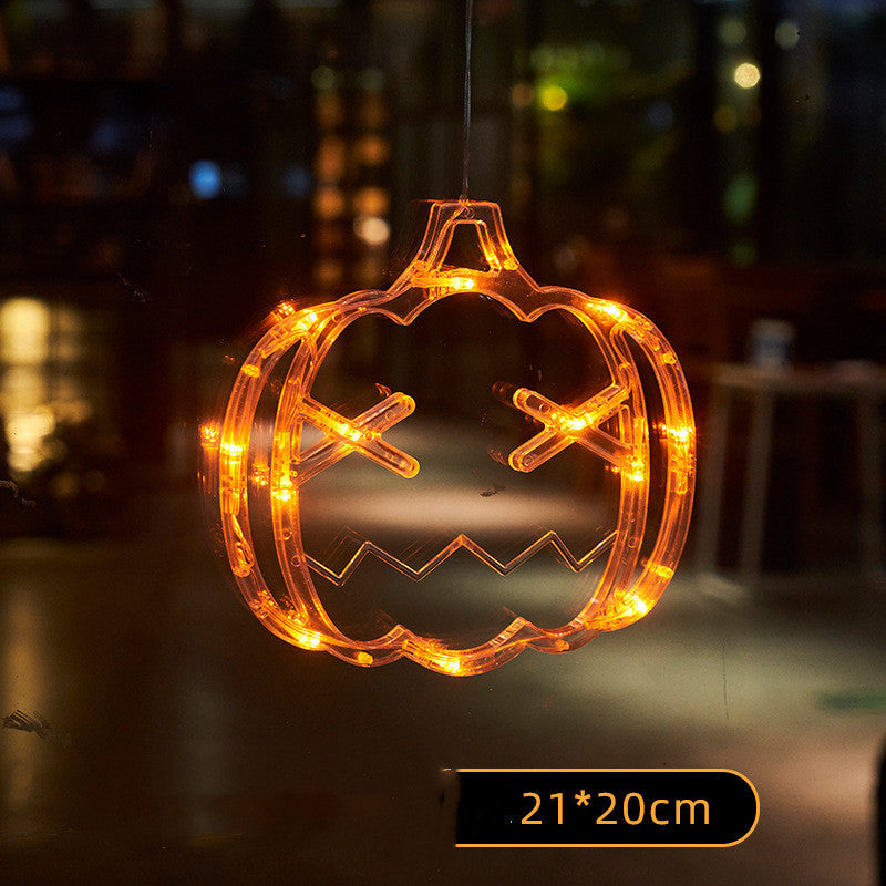 Lumières LED suspendues pour fenêtre d'halloween, araignée, citrouille, fantôme, horreur, lumières d'ambiance, lumières décoratives de fête de vacances, décoration de maison