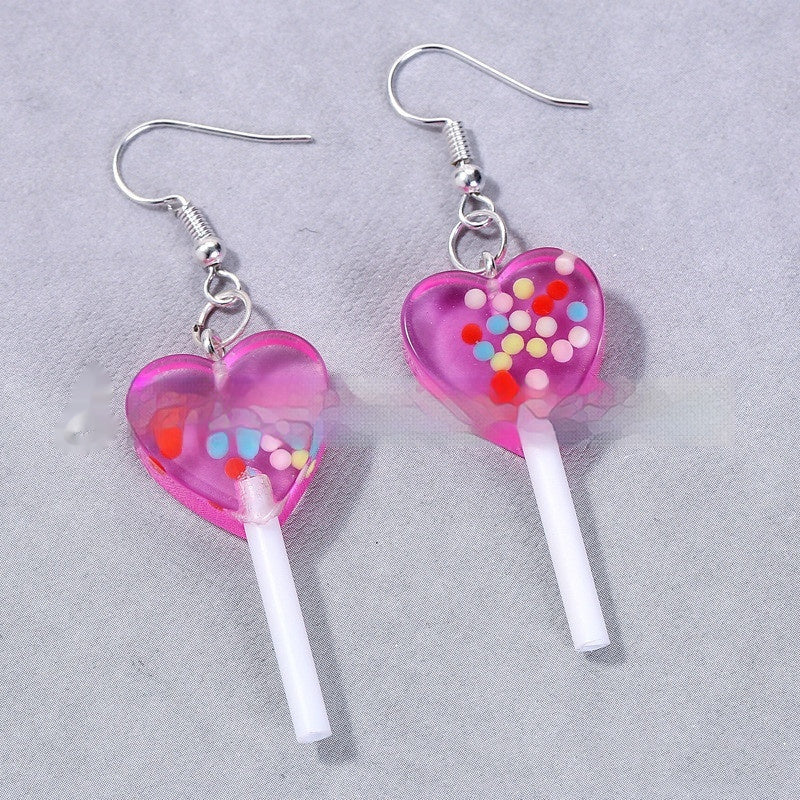 Boucles d'oreilles simples en résine, petites sucettes d'amour