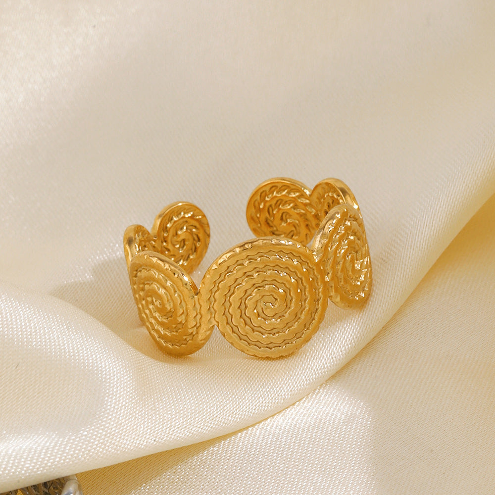 Anillo Redondo De Acero De Titanio Espiral De Acero Inoxidable Con Apertura Ajustable Femenina