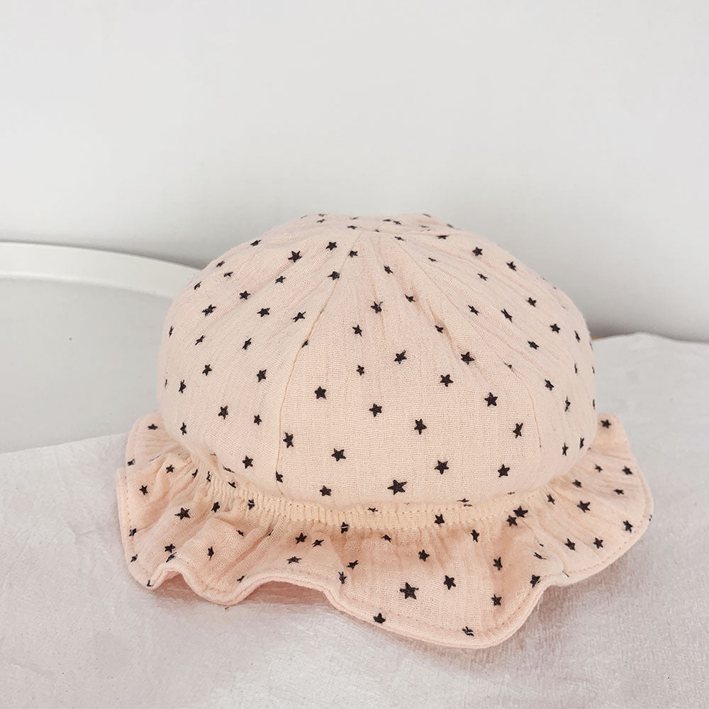 Gorro para el sol para bebé de bebé con lunares dobles de pescador