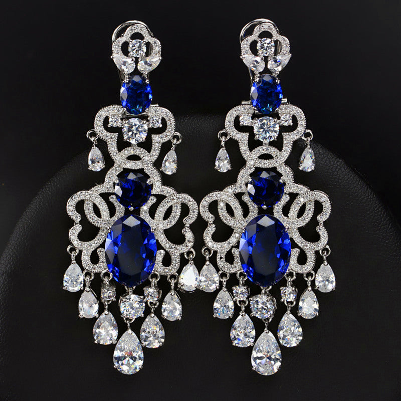 Boucles d'oreilles exagérées en Zircon incrusté de Micro pour femmes