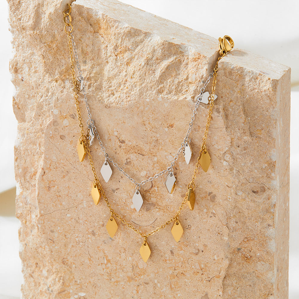 Diamond-shaped Sequins Clavicle Chain Female