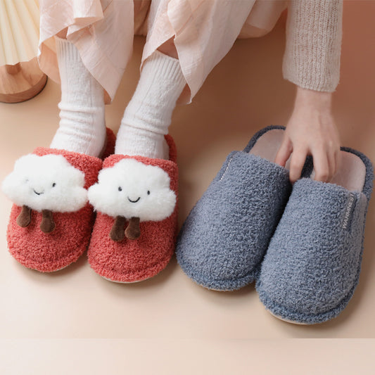 Pantoufles en coton antidérapantes pour femmes, jolis nuages ​​à la mode