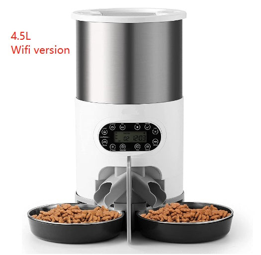 Alimentador inteligente para mascotas, dispensador automático de comida para gatos y perros, tazón de acero inoxidable, con sincronización de grabación, alimentación