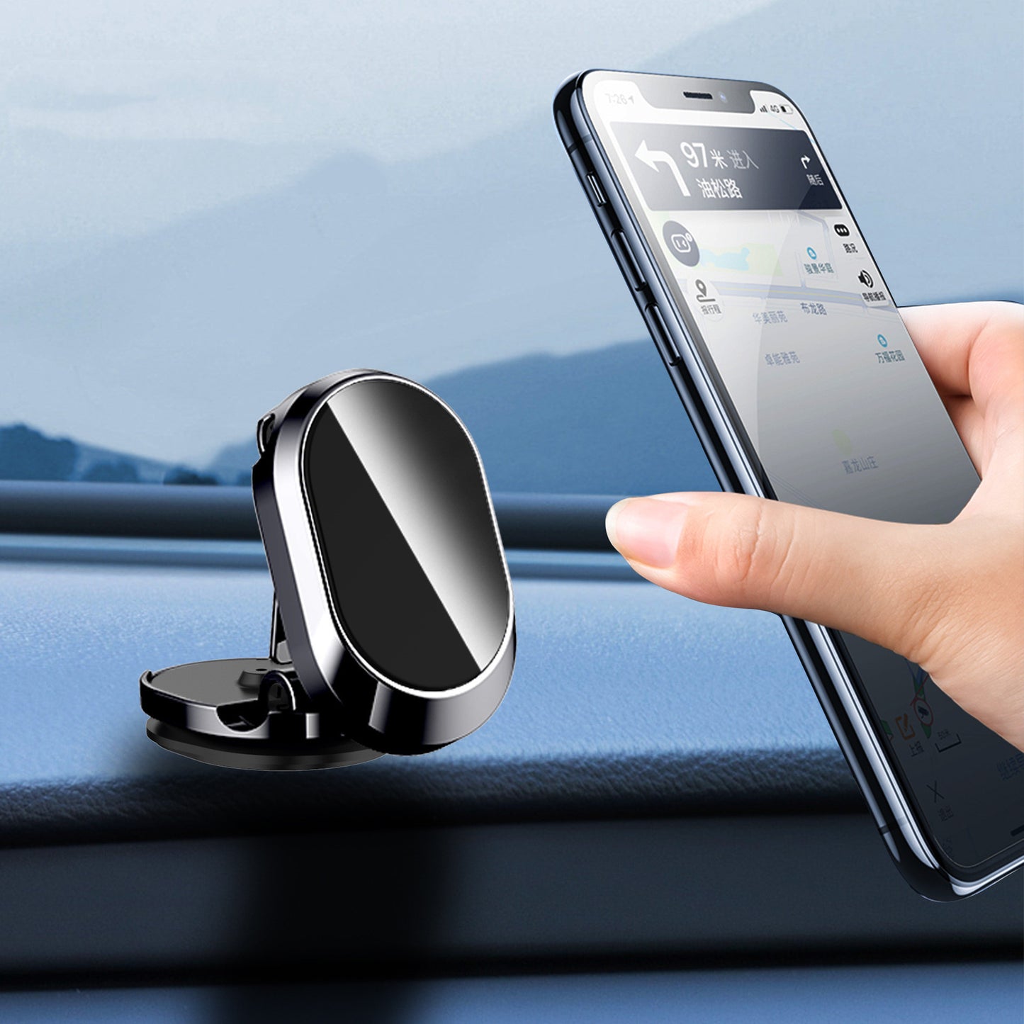 Support de téléphone magnétique pliable pour voiture, rotation à 360 °