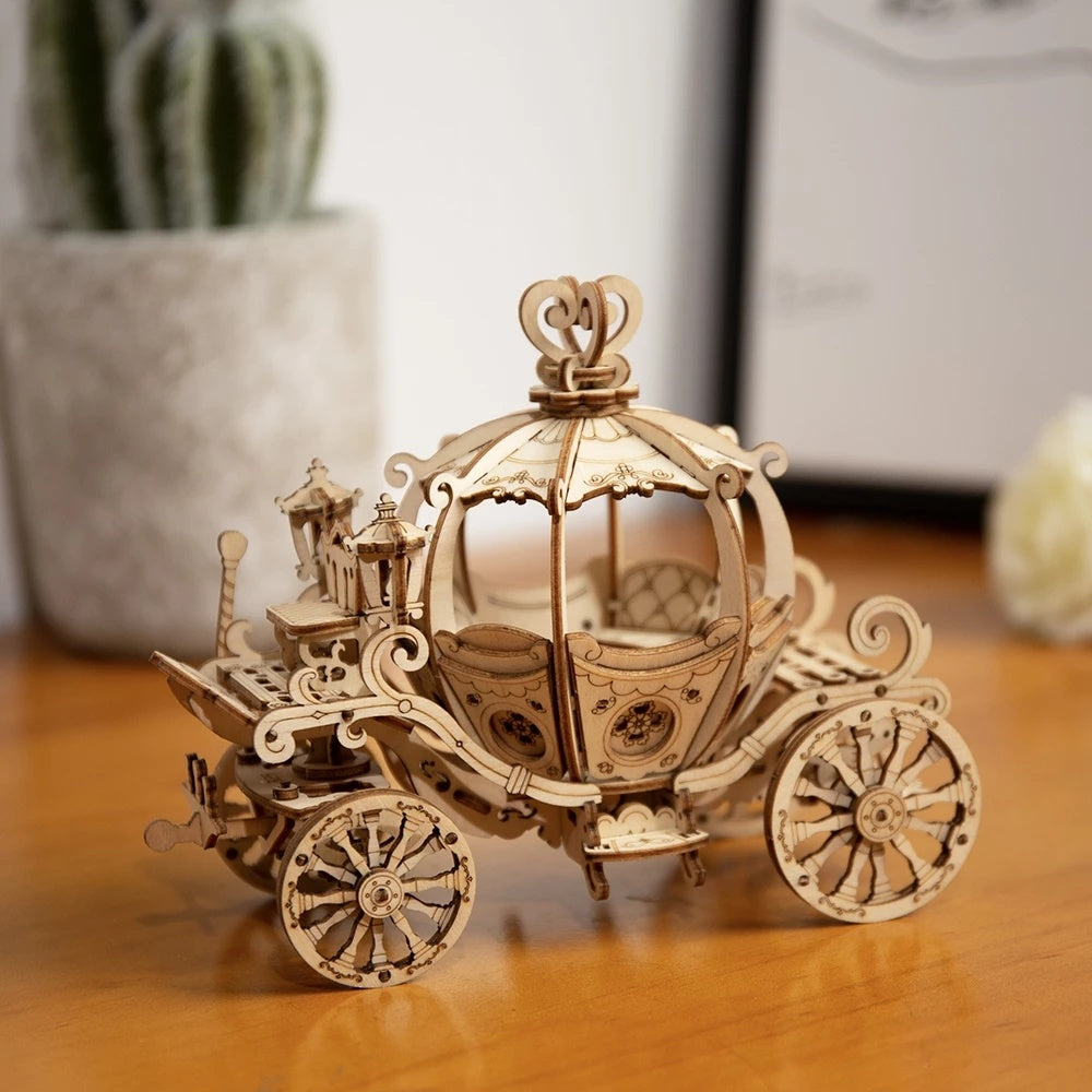 Robotime – chariot citrouille modèle 3D, Puzzle en bois, jouets d'assemblage pour enfants filles, cadeau d'anniversaire et de noël, livraison directe