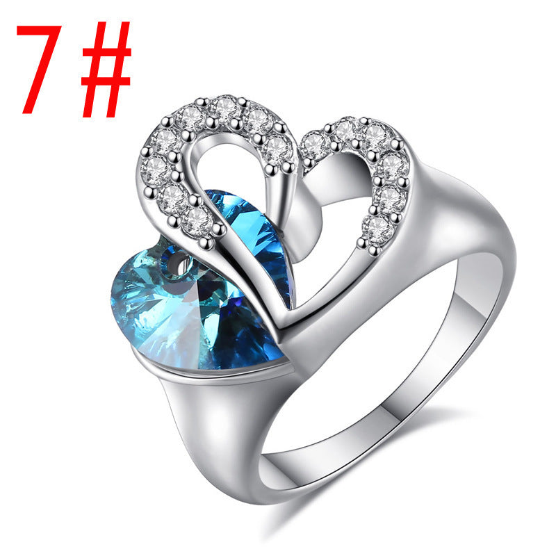 Bague cœur d'océan en cristal saphir Titanic