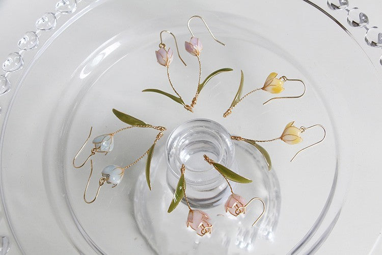 Handmade Tulip Vintage Flower Stud Earrings