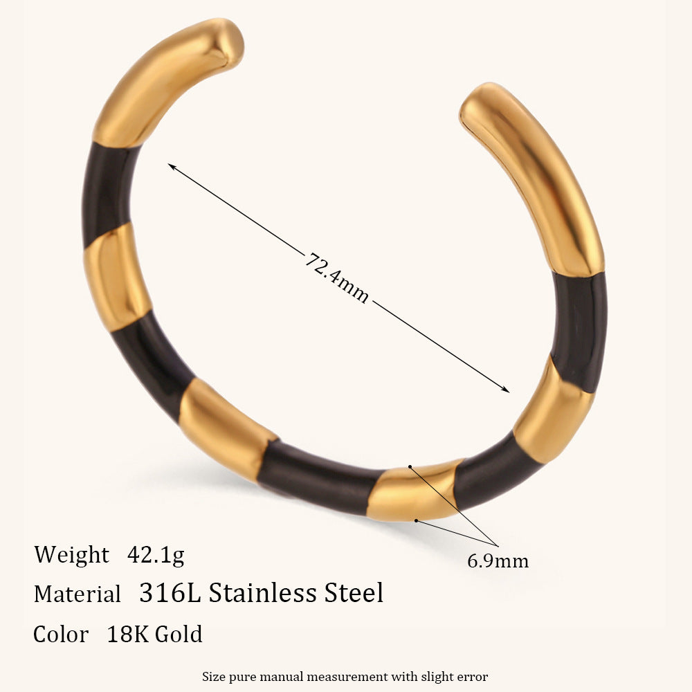 Women's Stainless Steel Open Solid Segmented Drip Bracelet