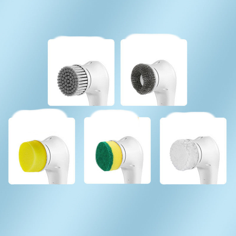 Cepillo eléctrico multifuncional para lavavajillas para el hogar, cepillo de mano para bañera, fregadero, baño, cocina, herramienta de limpieza de azulejos, juego de cepillos con 5 cabezales
