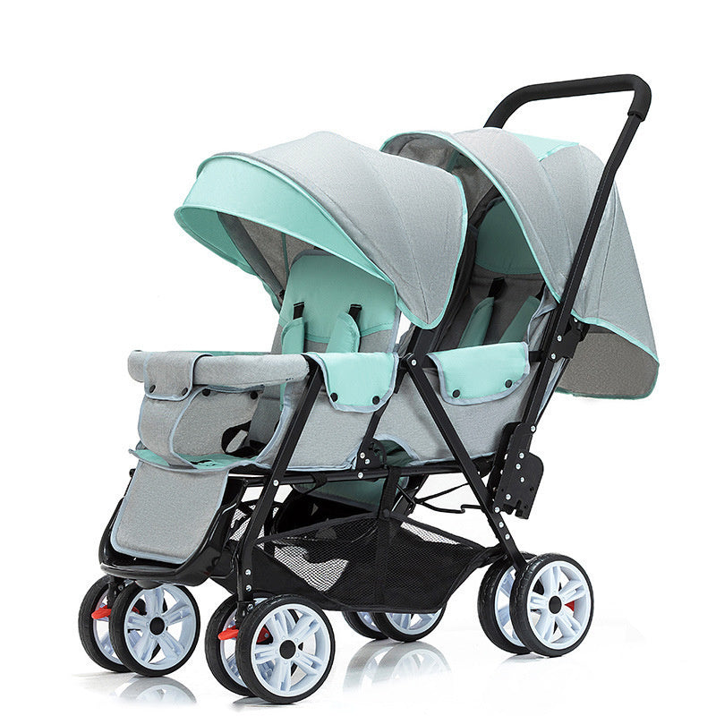 Poussette légère pour bébé, assise avant et arrière, grande taille, quatre roues, pratique, Double assise, chariot pliant