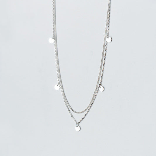 Silver Necklace Women's Elegant Double Layer