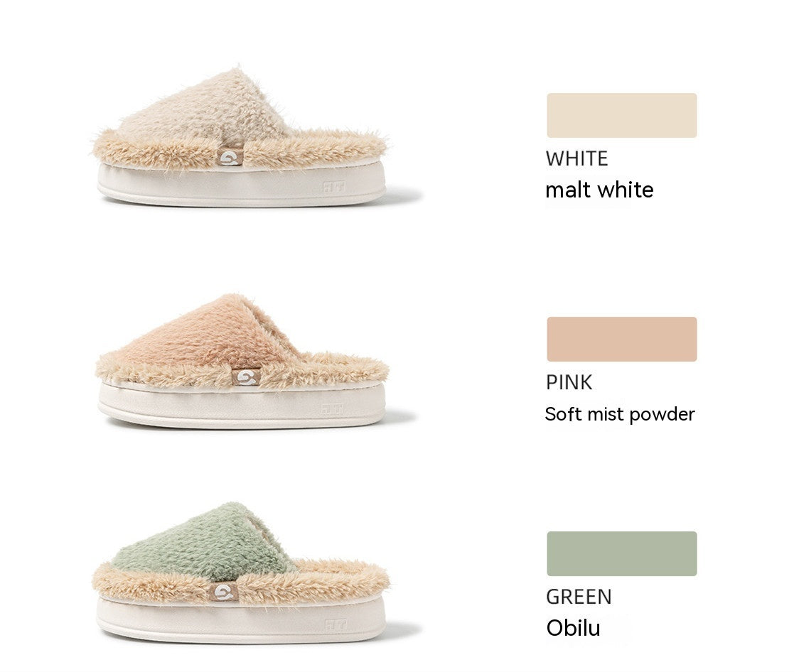 Pantoufles en coton en peluche pour femmes, fond doux, maintien au chaud