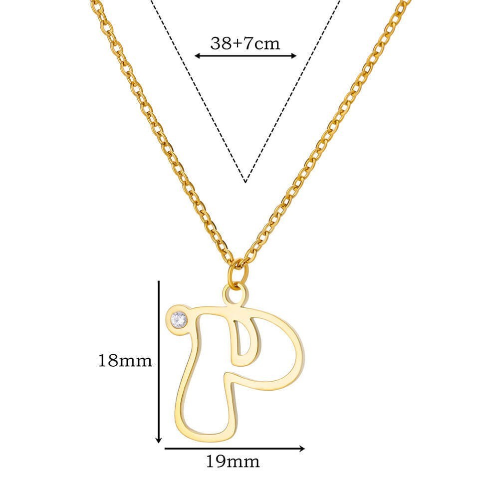Collier avec pendentif en forme de lettre creuse Simple pour filles, ornement en acier inoxydable