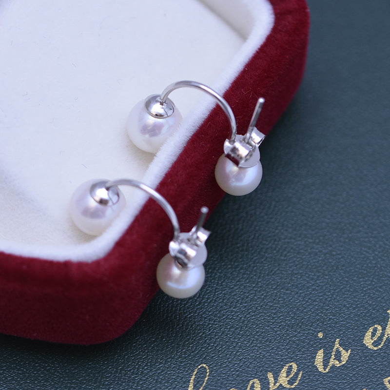 Boucles d'oreilles Double perle en argent S925 pour femme