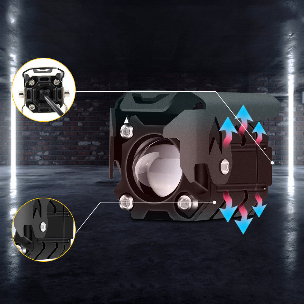 Lampe LED bicolore jaune et blanche, lampe de travail externe pour moto