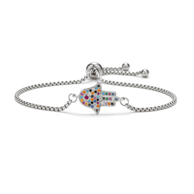 Copper Micro Inlaid Zircon Palm Adjustable Stainless Steel Bracelet Bracelet For Women