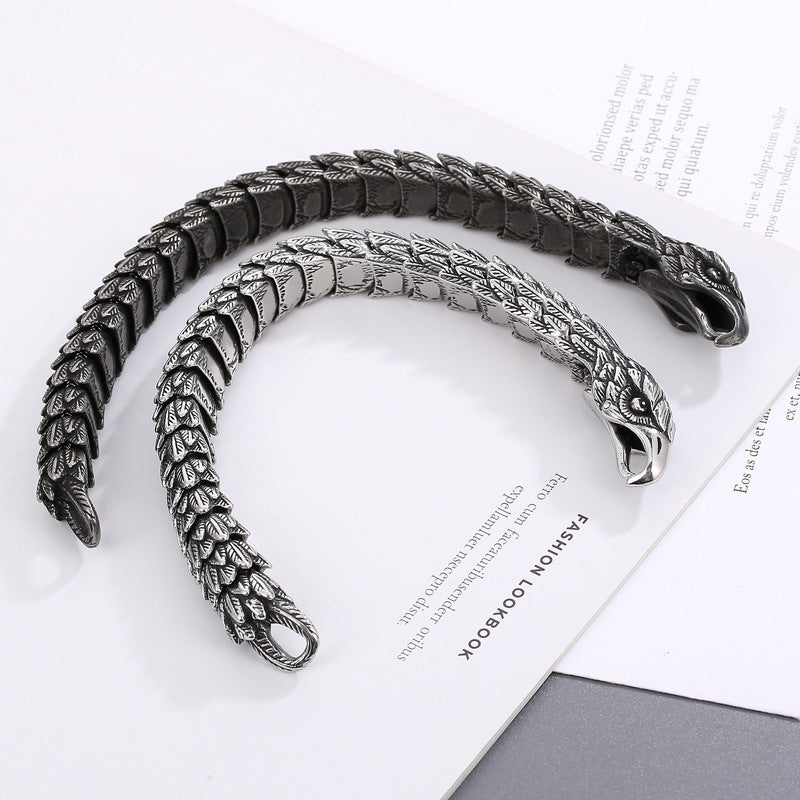 Creative Snake-shaped Eagle Punk Distressed Black Exaggerated Olecranon Titanium Steel Men's Bracelet