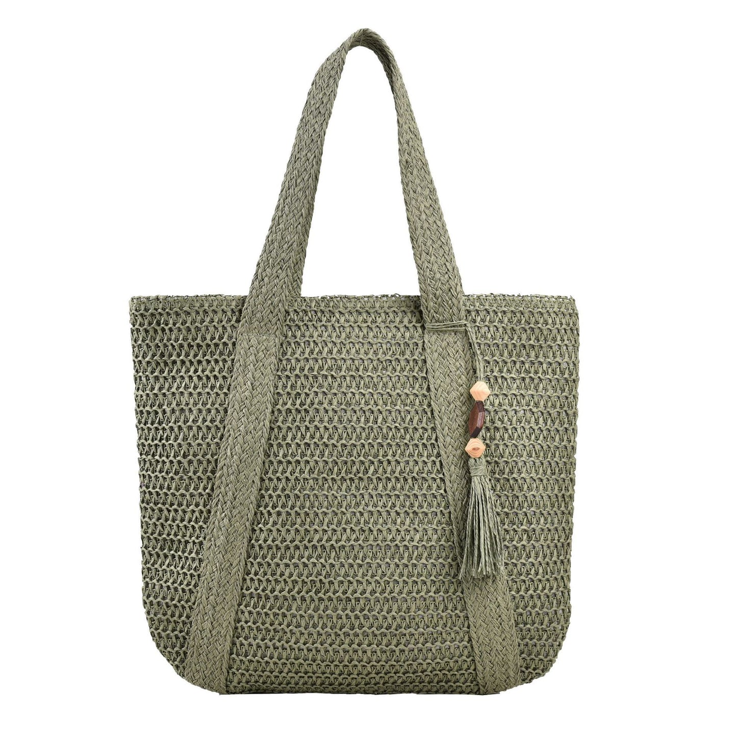 Fashion Shoulder Paper String Straw Mahogany Pendant Casual Beach Women's Bag