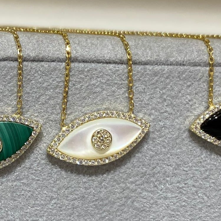 Collier œil du diable européen et américain, pendentif en Zircon, galvanoplastie en acier inoxydable 18K