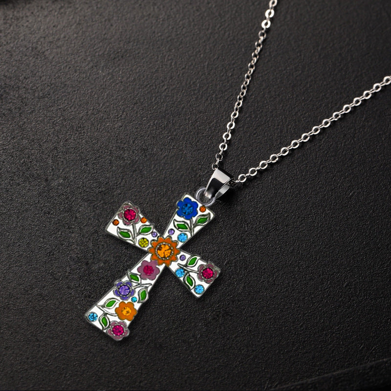 Cross Flower Necklace Pendant Female Fashion