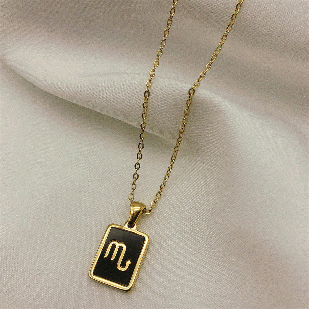 Square Plate Twelve Constellation Rune Necklace