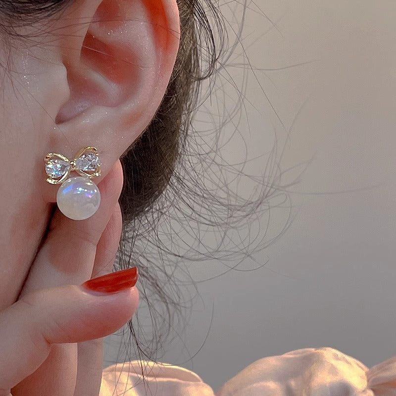 Pendientes de perlas Yuji para hombre, diseño único con aguja de plata de ley, circonita de lujo ligera